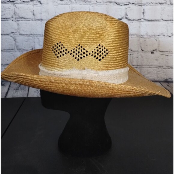 Vintage Eddy Bros Ranchman Straw Cowboy Hat Western Hat Made in USA Size 71 - Picture 6 of 11